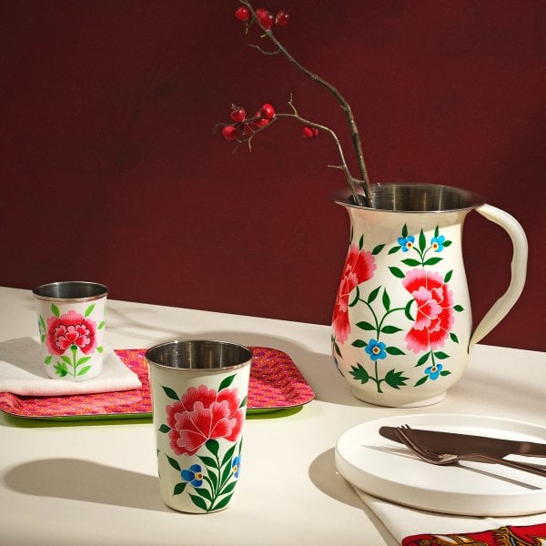 3rd Culture Çiçekli Beyaz Bardak