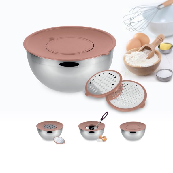 Emsan Demre 3 in 1 Golden Pink Çok Amaçlı Karıştırma ve Saklama Kabı