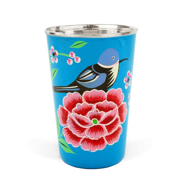 3rd Culture Kuşlu Mavi Bardak