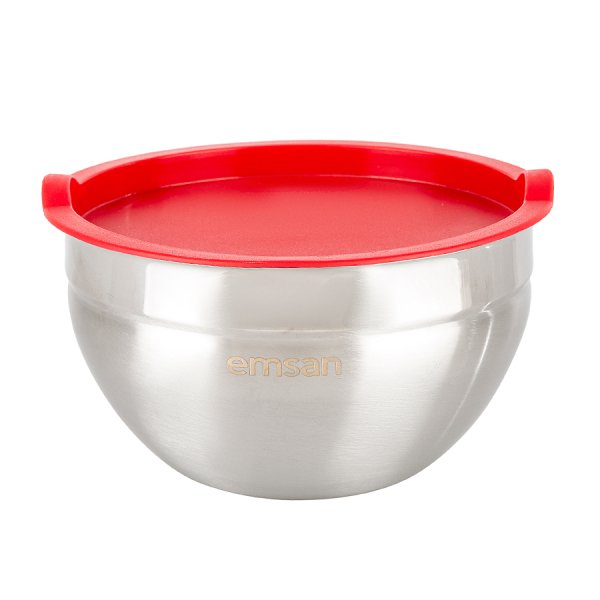 Emsan Demre Paslanmaz Çelik 3lü Saklama Kabı Kırmızı