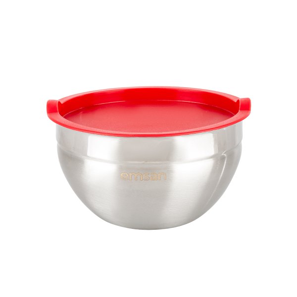 Emsan Demre Paslanmaz Çelik 3lü Saklama Kabı Kırmızı