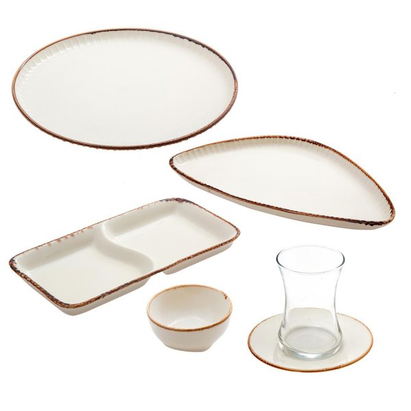 Jumbo Terracota 25 Parça 6 Kişilik Kahvaltı Takımı Bej