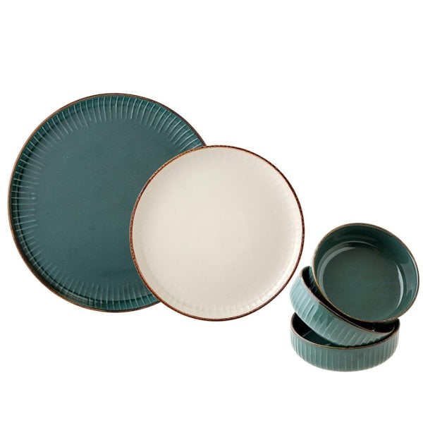 Jumbo Terracota Blue Terracotta 18 Parça 6 Kişilik Porselen Yemek Takımı