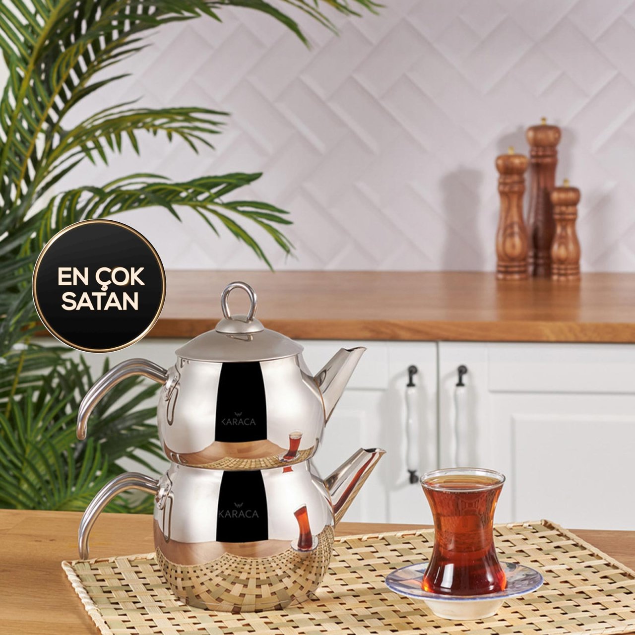 Karaca Adelya Mini Boy Metal Çaydanlık Takımı