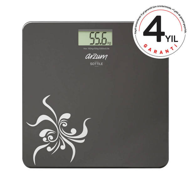 AR550 Sottile Dijital Cam Banyo Baskülü - Siyah