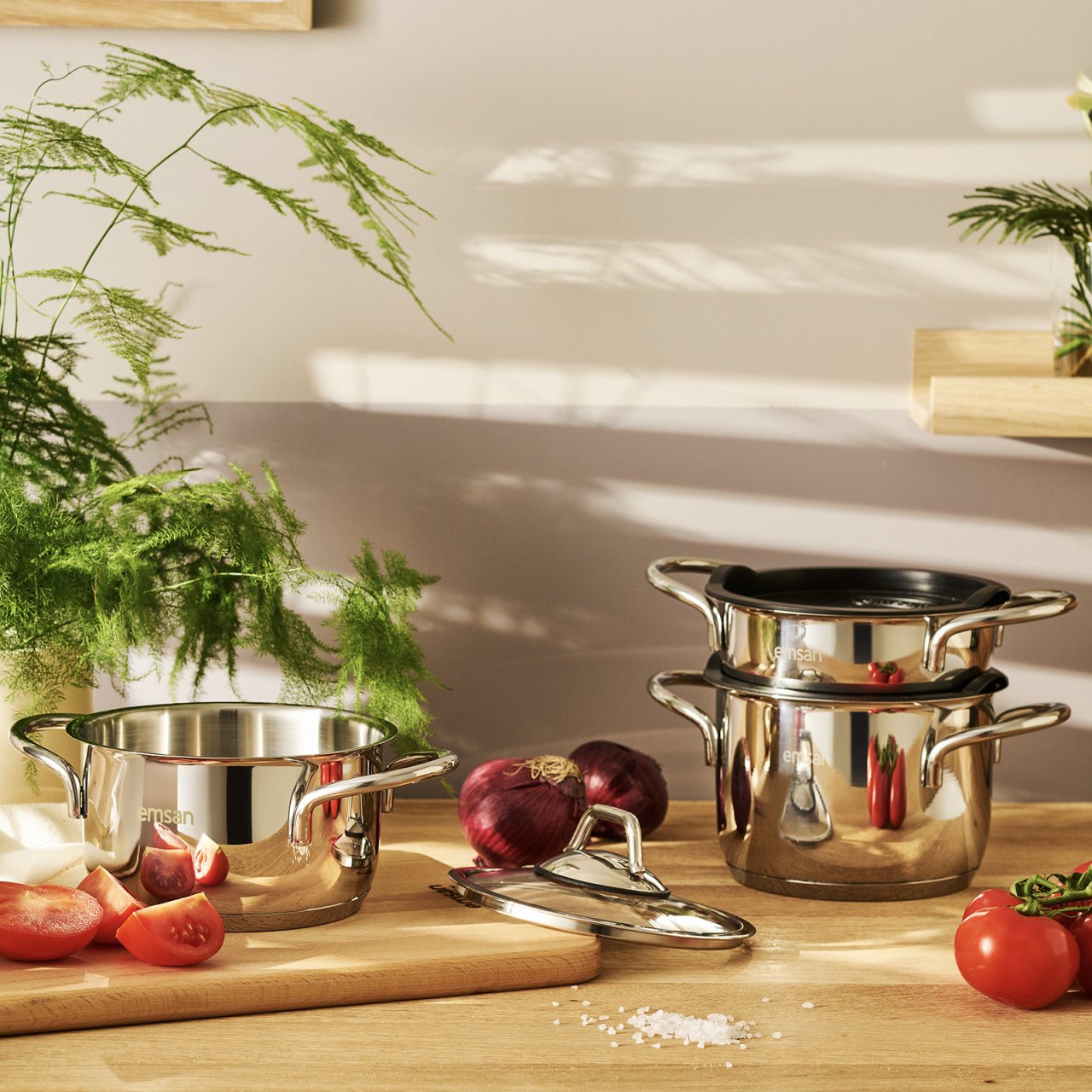 Emsan Easy Life Pişir Sakla 6 Parça Mini Tencere Seti Siyah