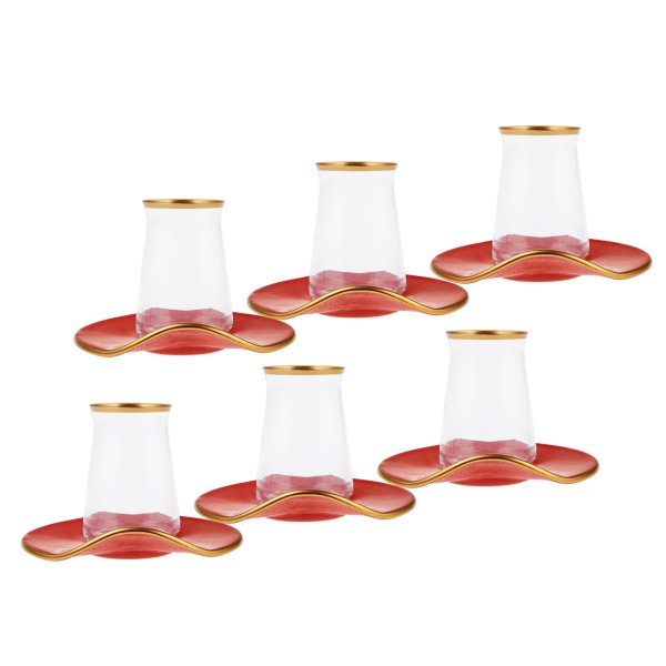 Emsan Ella 12 Parça 6 Kişilik Çay Seti Kırmızı