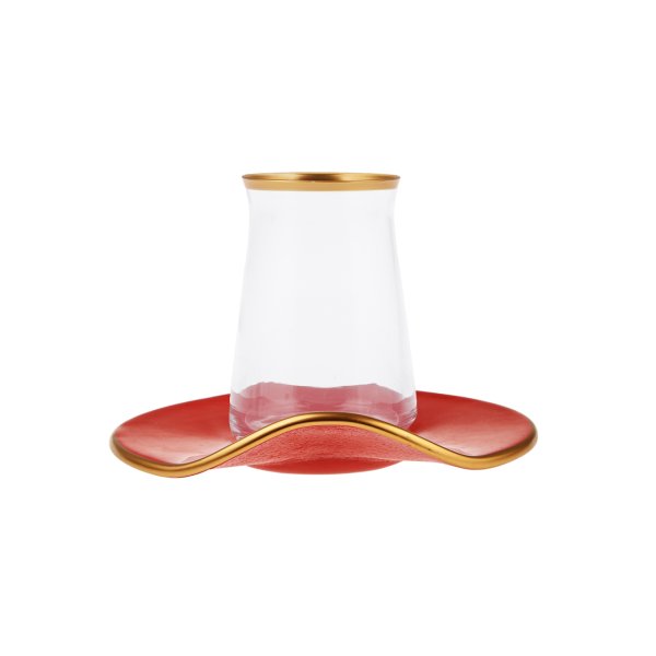 Emsan Ella 12 Parça 6 Kişilik Çay Seti Kırmızı