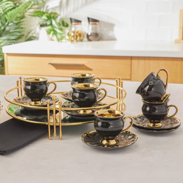 Emsan Exclusive Siyah 6 Kişilik Kahve Fincan Takımı 90 ml
