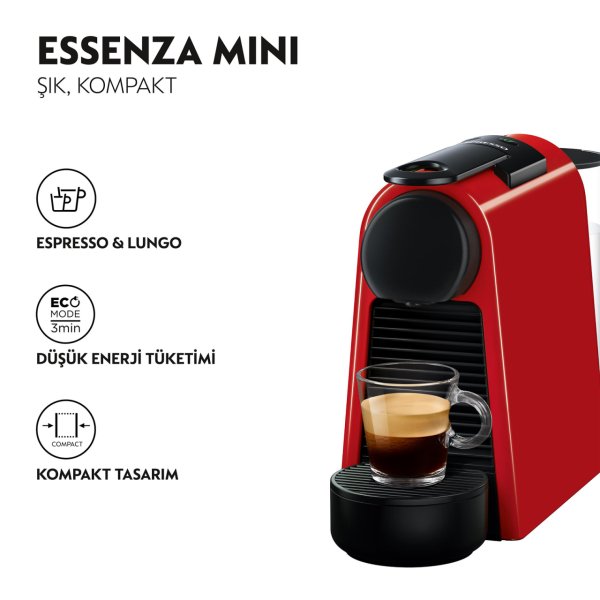 Nespresso Essenza Mini D 35 Red Bundle Kahve Makinesi
