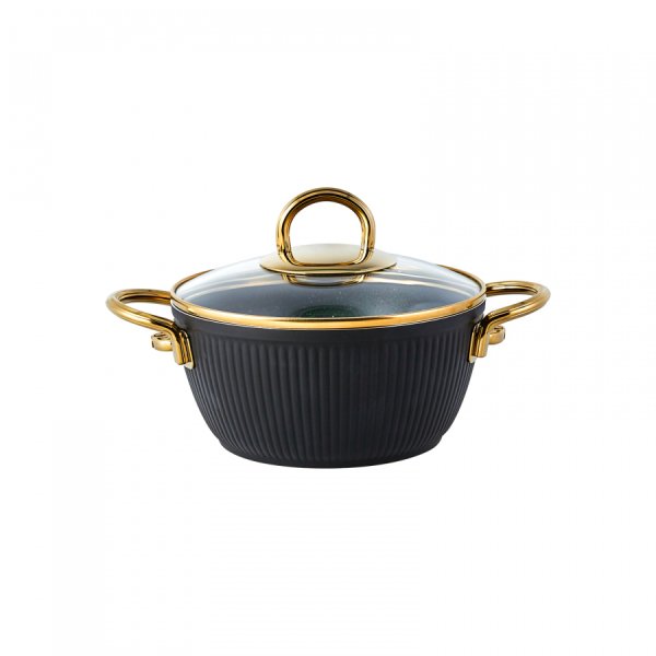 Emsan Granit Line 7 Parça Tencere Seti Siyah-Gold